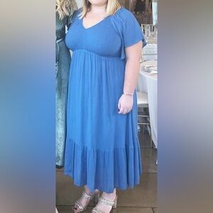 Baltic Born Blue Smocked Cocktail Dress